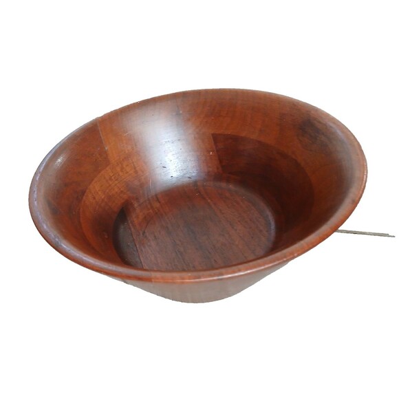Vintage Butcher Block Walnut Bowl 9"x4" Mid Century Modern Woodcraft USA Salad - Picture 6 of 6